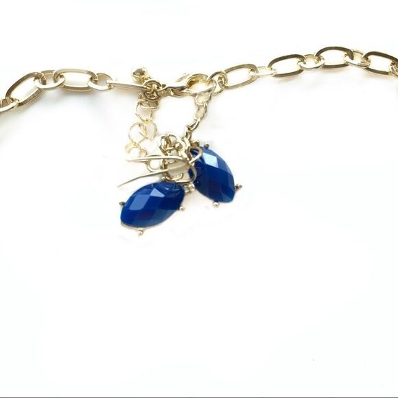 Faux tortoise blue crystal runway worthy necklace - Picture 6 of 6